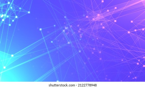 Abstract Purple Violet Polygon Tech Network With Connect Technology Background. Abstract Dots And Lines Texture Background. 3d Rendering.