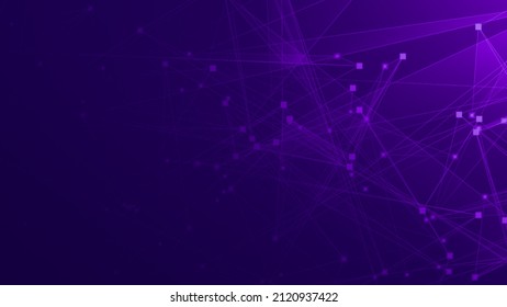 Abstract Purple Violet Polygonal Tech Network With Connect Technology Background. Abstract Dots And Lines Texture Background. 3d Rendering.