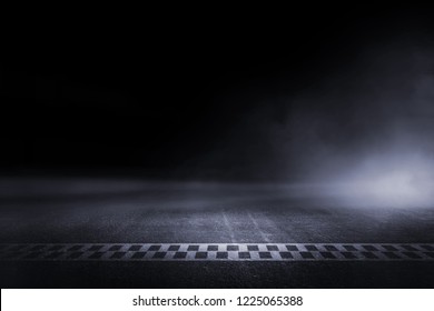 Abstract Race track finish line racing on light night