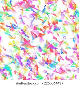 Abstract rainbow colored brush strokes and fish net texture Isolated white  Seamless background 