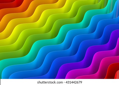 Abstract Rainbow Colors Wave Background, 3D Rendering