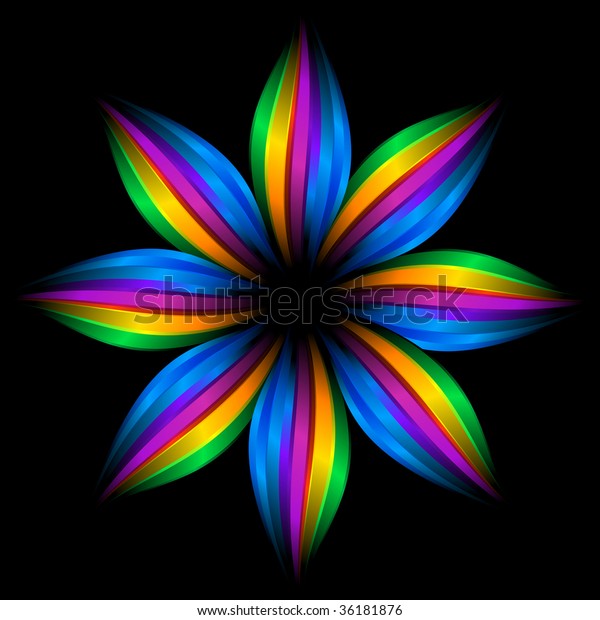 Abstract Rainbow Flower On Black Background Stock Illustration 36181876