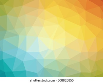 Abstract Rainbow Orange Teal Yellow Gradient Polygon Shaped Background.