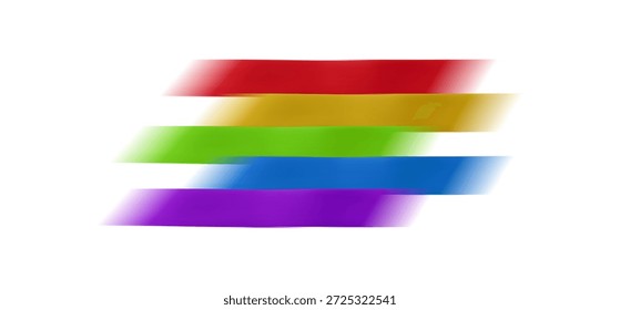 Abstract rainbow pride flag created from blurred colorful horizontal stripes. Soft gradient bands form a dynamic symbol of LGBTQ identity, diversity, and inclusion. Conceptual background connected