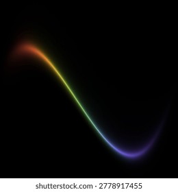 Abstract Rainbow S-Curve Light Stream with Retro Grainy Texture for Vibrant Overlays