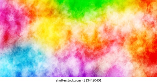 Abstract rainbow Shaved Ice or Snow Cone background. Texture watercolor slush snow soft paint juice color pink-red violet-purple green-blue yellow-orange white background dessert frozen. illustration