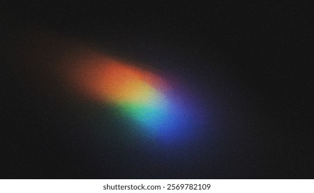 Abstract rainbow spectrum gradient in circular with grainy grain noise texture on dark background, energy, spirit for music gaming industry, banner website poster design background. 