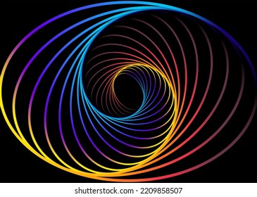 Abstract Rainbow Swirl, With Black Background