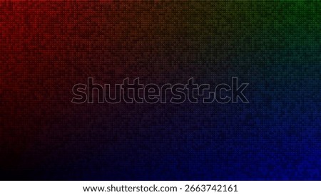Abstract rainbow-like gradient background transitioning from red and green at the top to blue at the bottom, with a textured, pixelated brick pattern, creating a modern digital tech aesthetic.