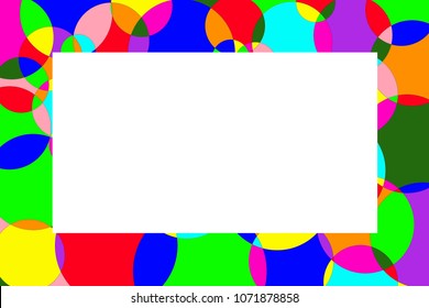 Abstract random multi coloured background border made from circles with copyspace