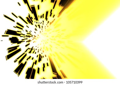 Abstract ray square with yellow background