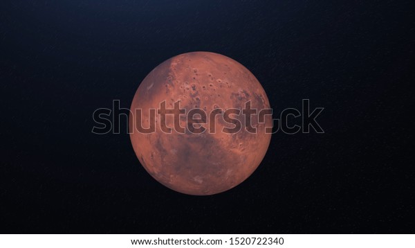 Abstract\
realistic beautiful planet Mars on deep space background.\
Animation. Flight over the Mars, black shadow moving and hiding the\
surface of the planet, astronomy\
concept.