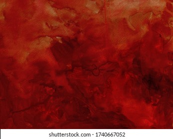 Abstract Red Background. Bloody Concept. Hand-drawn Watercolor Texture. 