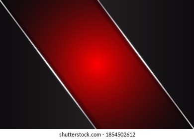 Abstract Red And Black Tech Background. Modern Design With Black And Silver Metal Shapes.