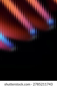 Abstract red and blue light forms with sharp vertical lines on black abstract vertical background gradient abstracto chromatic holographic illumination lightplay