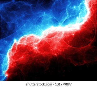 Abstract Red And Blue Lightning