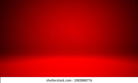 Abstract Red Color Empty Room Studio Background Wide Screen For Presentation