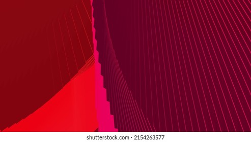 Abstract Red Colorful, Neon, Gradient Background With Dynamic Colorful 3d Lines. Modern Video Background, Animated, Screensaver, Copy Space