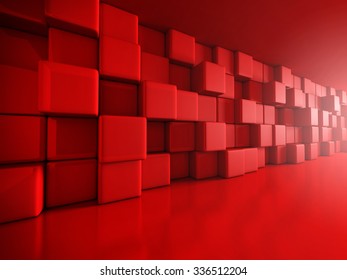 Abstract Red Cube Blocks Wall Background Stock Illustration 336512204 ...