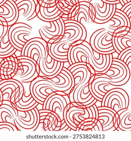 Abstract Red Curved Line Pattern Seamless Background Vector.