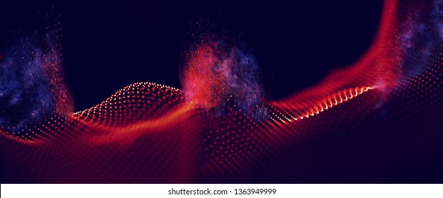 Abstract Red Geometrical Background . Connection structure. Science background. Futuristic Technology HUD Element . Connecting dots and lines . digital background with particles .