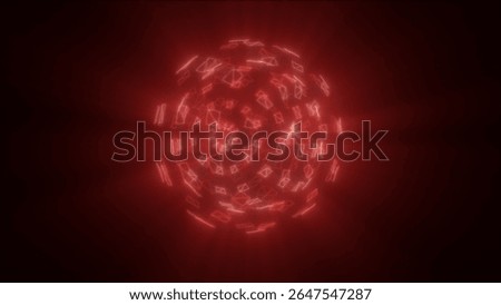 Abstract red glowing network sphere composed of interconnected lines on dark background.