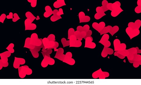 Abstract red hearts, flying. background High resolution 3D
