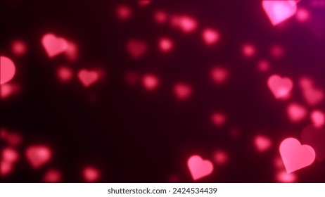 Abstract red hearts on dark background. Valentine's day, anniversary, mother's day, marriage, invitation e-card, romantic. Flying throught shiny glowing particles on dark background - Powered by Shutterstock