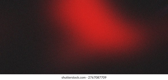 Abstract red light effect on a dark grainy background. Spotlit texture, vibrant glow, moody atmosphere, spotlight spotlight.