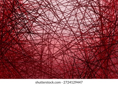 Abstract Red Lines – Flowing Network Design. Red Fiber Connections – Modern Abstract Concept. Dynamic Red Threads – Creative Abstract Illustration
