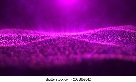 Abstract Red Purple Shine Blurry Focus Wavy Dust Sand Glitter Energy Particles With Turbulence Smoke Background 3D Illustration