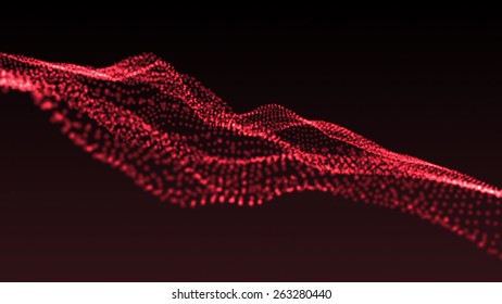 Abstract red waves and particles, background image for your design