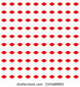 Abstract Red And White Pattern. A Homogeneous Background With A Lip Signs. A Retro Style Ornament With A Risograph Effect.