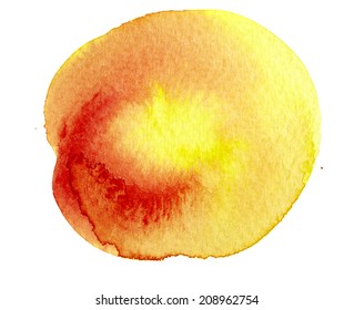 Abstract red and yellow watercolor on white background
