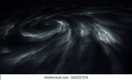 An abstract rendering of dark twisted storm clouds background.