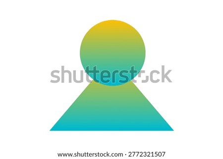 An abstract representation of a human figure using a circle and a trapezoid, featuring a fresh yellow-to-green gradient.