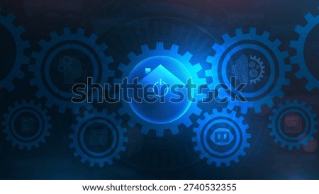 An abstract representation of interconnected gears in a digital environment, showcasing innovation and automation concepts for technological advancements.