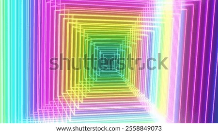Abstract Rotating Crazy Hyper Rainbow Multicolored 3D Neon Glow Cube 3D Rendering - Abstract Background Texture