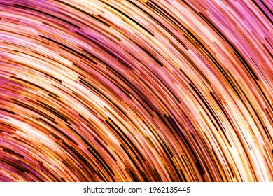 Abstract round circle background. Retro vinyl disco backdrop. Rotate graphic design. Spinning neon lights texture. Red disc pattern. Led glowing lines. Soft color motion background.