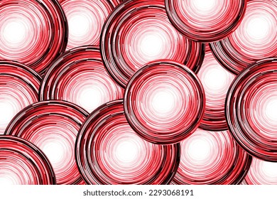 Abstract round circle background. Retro vinyl disco backdrop. Rotate graphic design. Spinning neon lights texture. Red disc pattern. Vibrant color rotation photo. Pop culture.