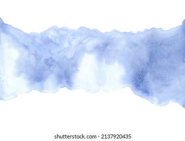 Abstract Royal Blue Watercolor Background On Paper For Decoration On Ocean, Aquatic And Winter Seasonal Concept.