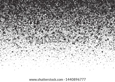 Abstract Scattered Falling Particles Isolated On White Background. Spray Effect. Scatter Black Drops. Hand Made Grunge Texture