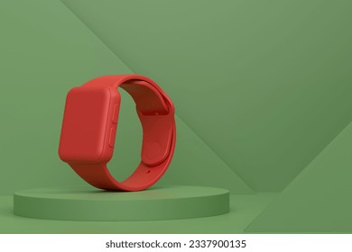 Abstract scene or podium with smart watch or fitness tracker on monochrome background. 3d render of scene for product presentation personal accessories product on stage, pedestal or platform - Powered by Shutterstock