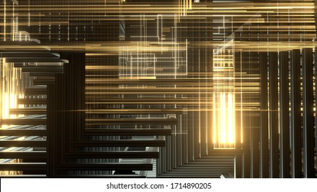 Abstract science and technological illustration. Futuristic virtual cyber space background. 3d illustration