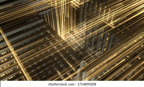 Abstract science and technological illustration. Futuristic virtual cyber space background. 3d illustration