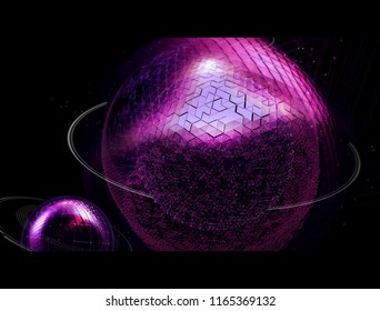 Abstract sci-fi background. Deep space illustration with technologic elements.