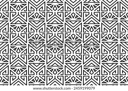 Abstract seamless Art Deco pattern. Decorative luxury repeating ornamental pattern with black thin line.