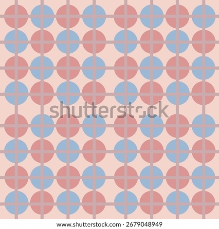Abstract seamless geometric pattern featuring circles and grid lines