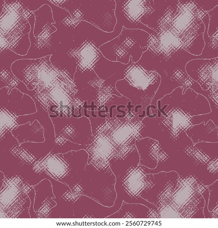 Abstract seamless pattern with distressed grid-like textures and flowing organic shapes in muted pink and white tones. Ideal for digital prints, fabrics, and modern graphic designs
