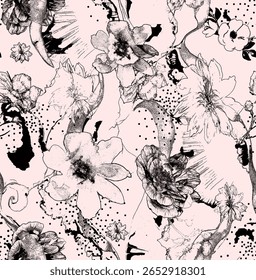 Abstract seamless pattern. abstract floral and geometric print pattern for textile design and fabrics. seamless abstract digital print pattern
